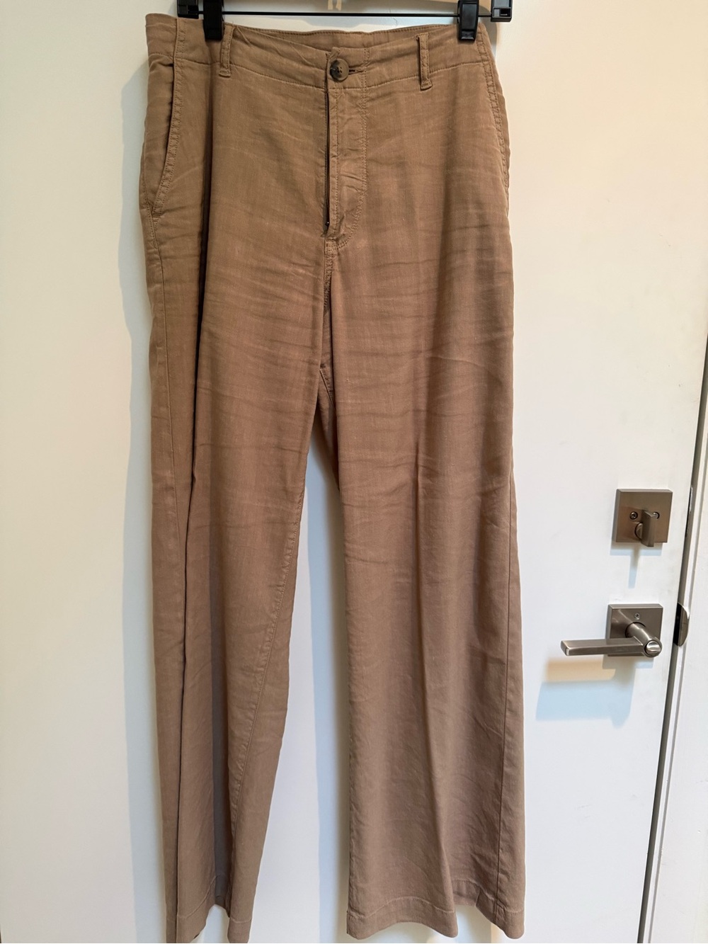 Kut from the Kloth Tan Straight-Leg Stretch Linen Flat-Front pants